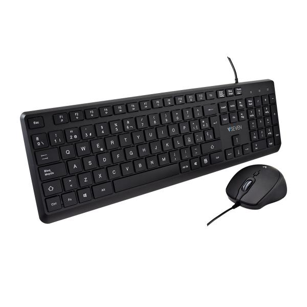 Teclado e Rato V7 CKU350ES Preto Qwerty espanhol