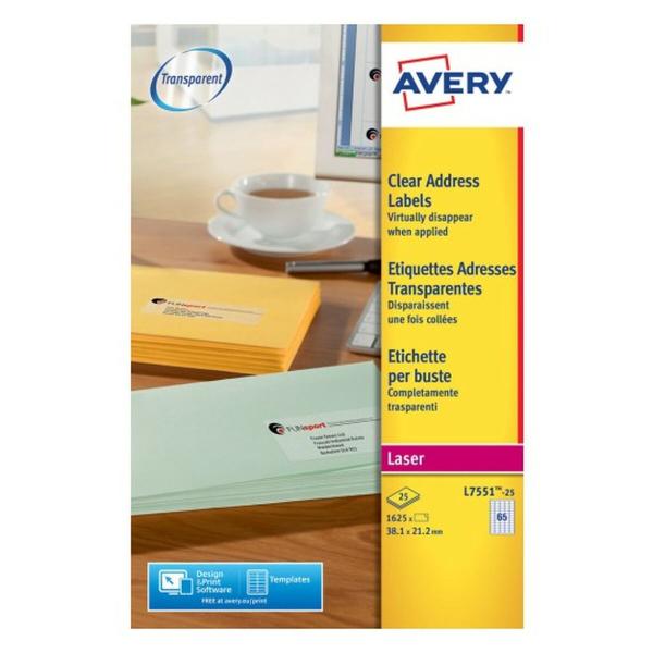 Etiquetas adesivas Avery Transparente 210 x 297 mm 38,1 x 21,2 mm