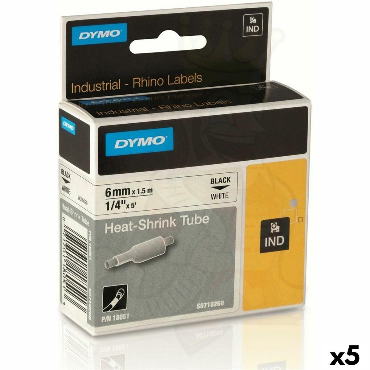 Cinta laminada para máquinas rotuladoras Rhino Dymo ID1-6 Branco Preto 6 x 1,5 mm (5 Unidades)