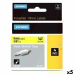 Cinta laminada para máquinas rotuladoras Rhino Dymo ID1-9 Amarelo Preto 9 x 1,5 mm (5 Unidades)