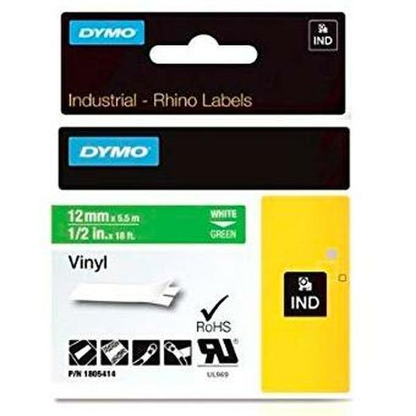 Cinta laminada para máquinas rotuladoras Rhino Dymo ID1-12 12 x 5,5 mm Branco Verde Etiqueta Autoadesivas (5 Unidades)