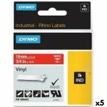 Cinta laminada para máquinas rotuladoras Rhino Dymo ID1-19 19 x 5,5 mm Vermelho Branco Etiqueta Autoadesivas (5 Unidades)
