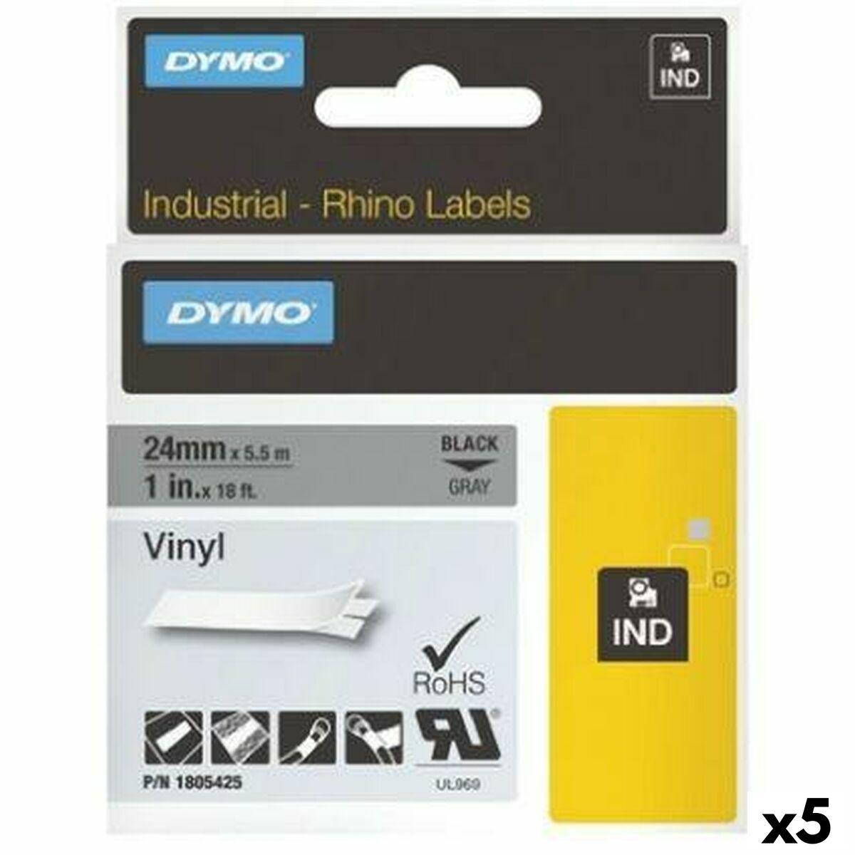 Cinta laminada para máquinas rotuladoras Rhino Dymo ID1-12 12 x 5,5 mm Preto Branco Etiqueta Autoadesivas (5 Unidades)