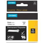 Cinta laminada para máquinas rotuladoras Rhino Dymo ID1-6 Branco Preto 6 x 5,5 mm (5 Unidades)