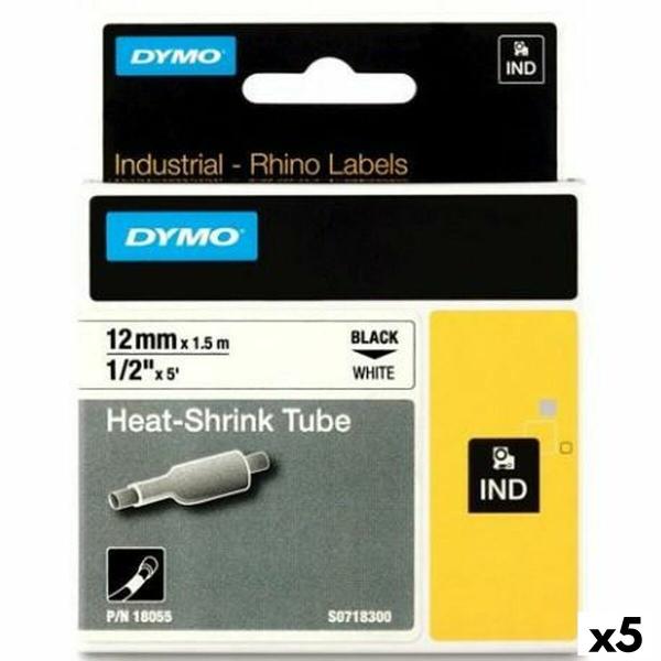 Cinta laminada para máquinas rotuladoras Rhino Dymo ID1-12 Branco Preto 12 x 1,5 mm (5 Unidades)