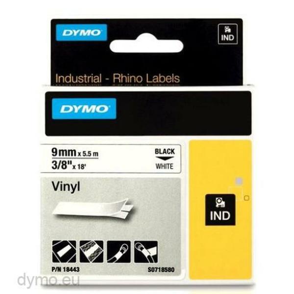 Cinta laminada para máquinas rotuladoras Rhino Dymo ID1-9 Branco Preto 9 x 5,5 mm Etiqueta (5 Unidades)