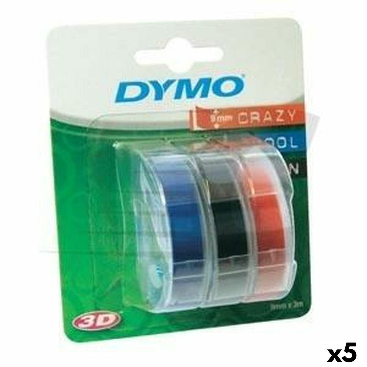 Cinta laminada para máquinas rotuladoras Dymo 9 mm x 3 m Vermelho Preto Azul (5 Unidades)