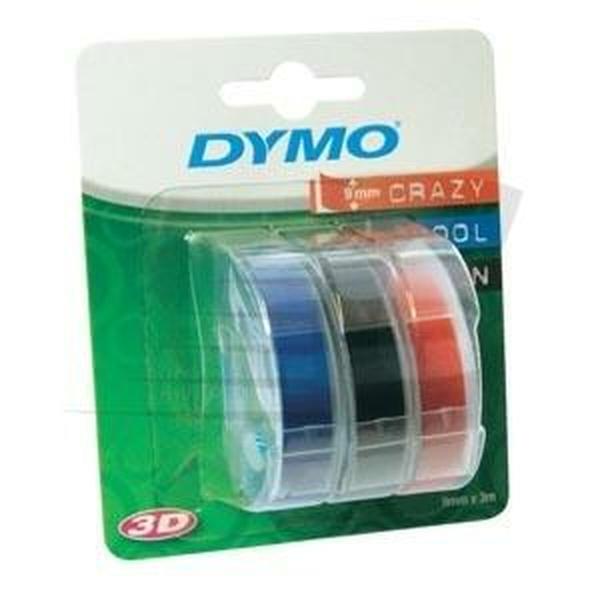 Cinta laminada para máquinas rotuladoras Dymo 9 mm x 3 m Vermelho Preto Azul (5 Unidades)