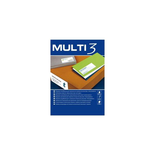Etiquetas para Impressora MULTI 3 Branco Reto 100 Folhas 70 x 33,8 mm Inkjet Láser (24 Unidades)