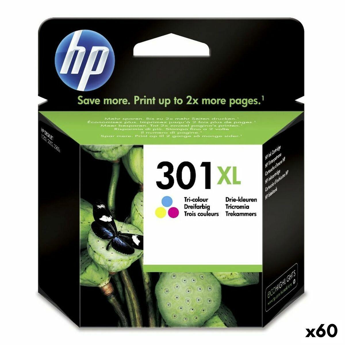 Tinteiro de Tinta Original HP 301XL Tricolor (60 Unidades)