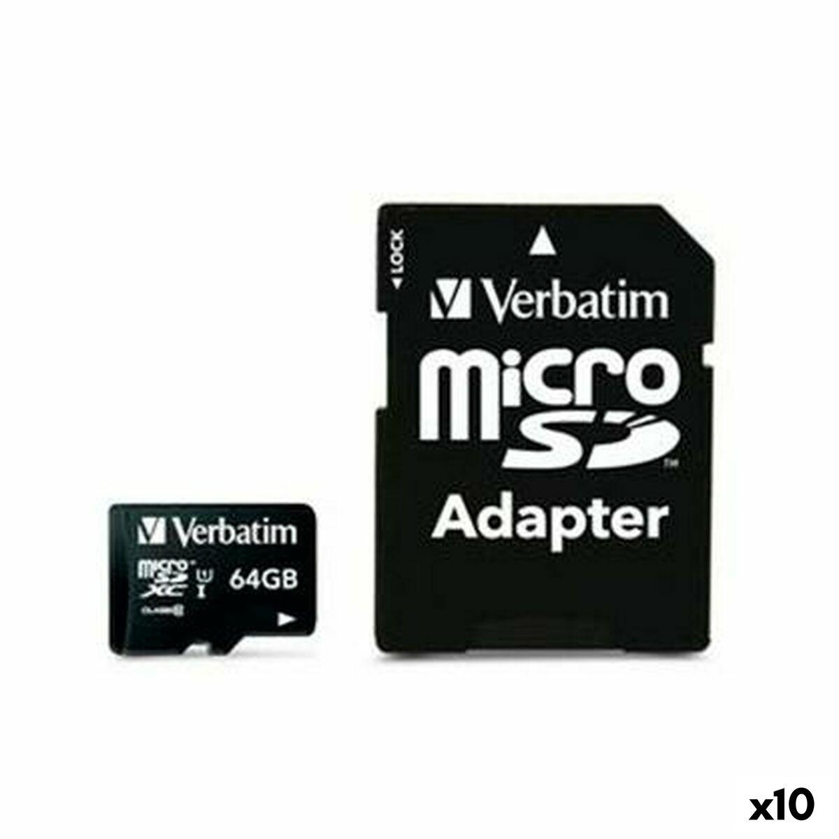 Cartão de Memória Micro SD com Adaptador Verbatim 64 GB (10 Unidades)