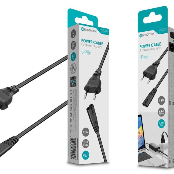 Cabo de Alimentação Europeu Novoteck SN-001 - 1,5m, 2.5A, 250V