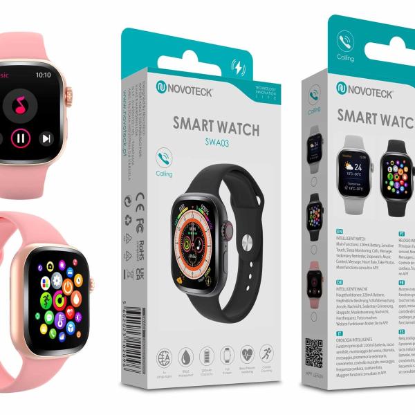 Smartwatch Rose Gold SWA03 – Monitoramento de Saúde, Notificações