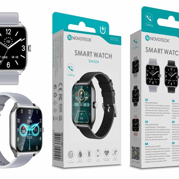Smartwatch Prateado SWA04 – Monitoramento de Saúde, Notificações, Controle de Música, Tela Sensível ao Toque