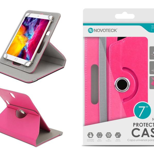 Capa Protetora Universal Cor da Rosa para Tablet de 7'' - N-001 - Confortável, Resistente a Quedas e com Suporte Ajustável