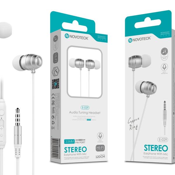 Auriculares Estéreo com Microfone – Design Metálico e Som de Alta Fidelidade E-029