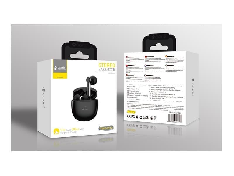 TWS-W12 Auriculares Negro Bluetooth Airpods