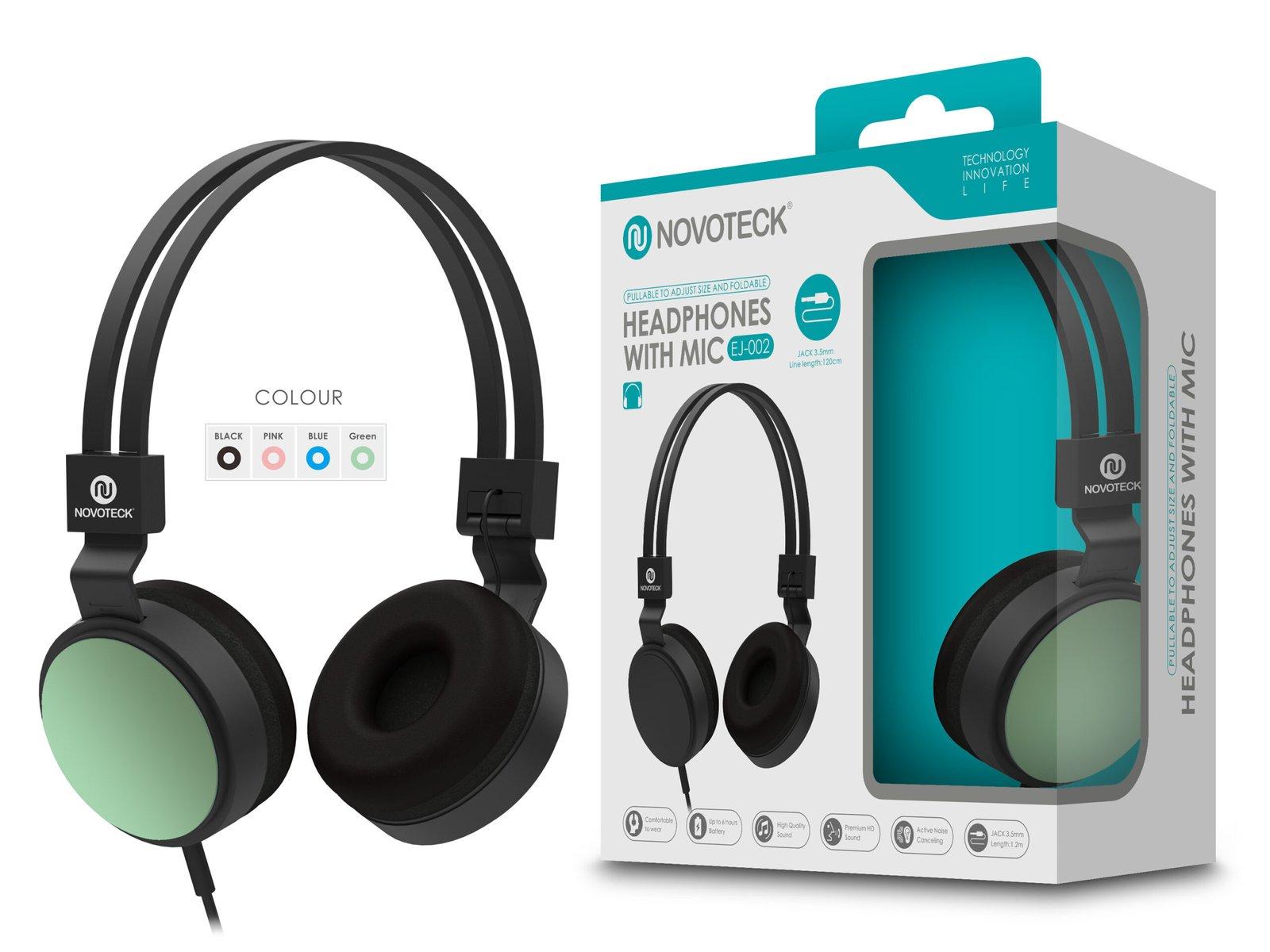 Auscultador com Micro - 120cm - Jack 3.50mm Verde EJ-002