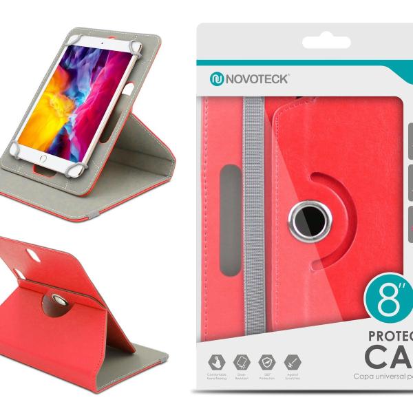 Capa Protetora Universal Vermelho para Tablet de 8'' - N-002 - Confortável, Resistente a Quedas e com Suporte Ajustável
