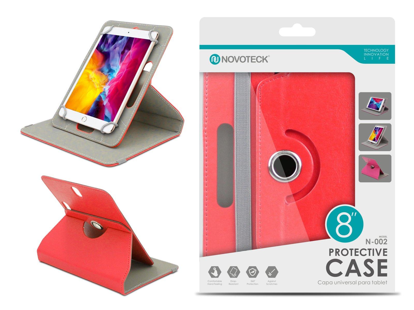 Capa Protetora Universal Vermelho para Tablet de 8'' - N-002 - Confortável, Resistente a Quedas e com Suporte Ajustável