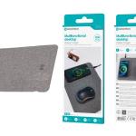 Tapete de Rato W-008 com Carregador Sem Fio - 15W, Tecido, Suporte Integrado, Compatível com Qi