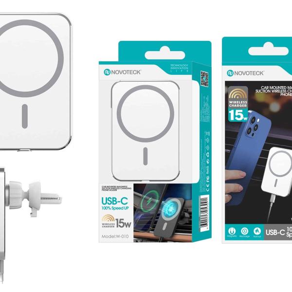 Carregador 15W Magsafe Automóvel Branco W-010