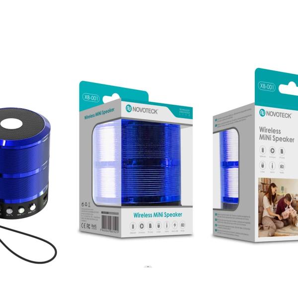 Mini Coluna Bluetooth Azul XB-001