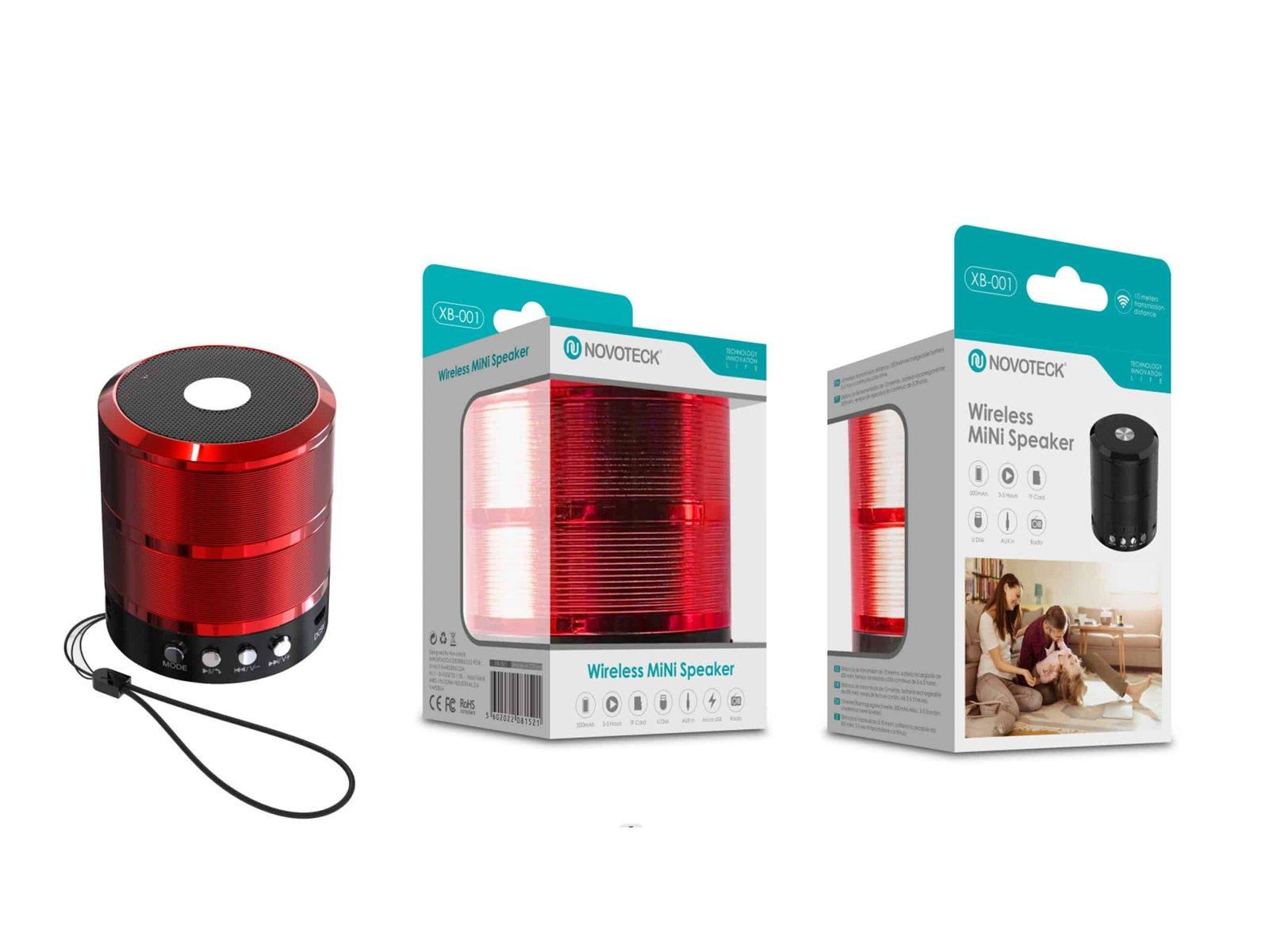 Mini Coluna Bluetooth Vermelho XB-001