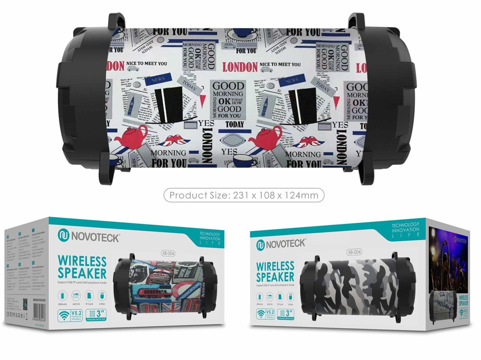 Coluna Portátil NOVOTECK XB-004 Bluetooth com Design Cup – Leve o Ritmo das Ruas Consigo