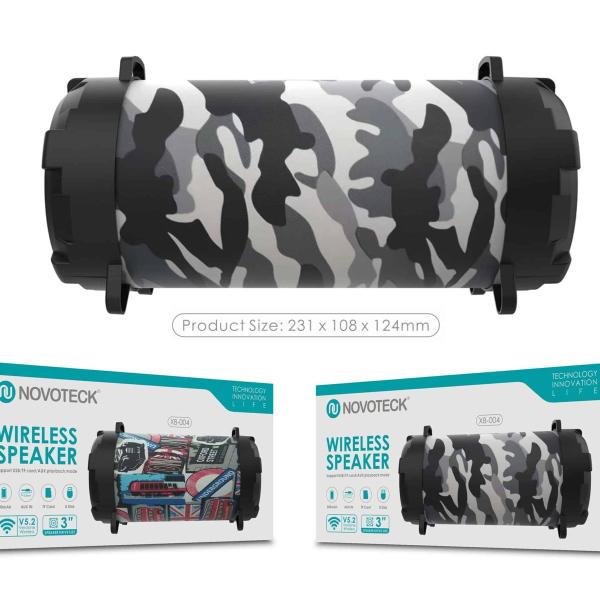 Coluna Portátil NOVOTECK XB-004 Bluetooth com Design Tropa – Leve o Ritmo das Ruas Consigo