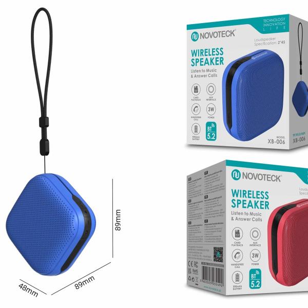 Coluna Portátil NOVOTECK XB-006 Azul – Seu Som Pessoal em Qualquer Lugar