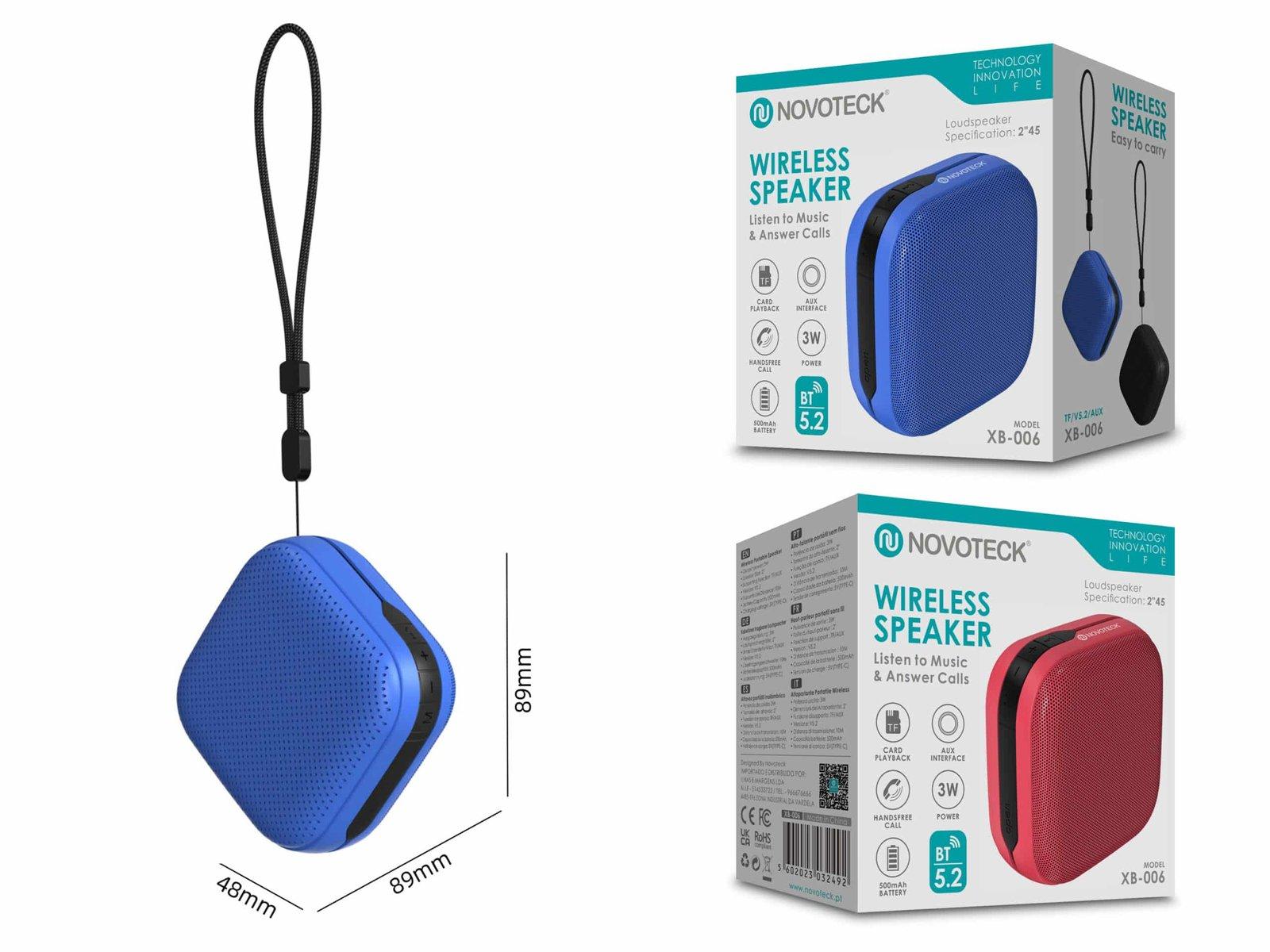 Coluna Portátil NOVOTECK XB-006 Azul – Seu Som Pessoal em Qualquer Lugar