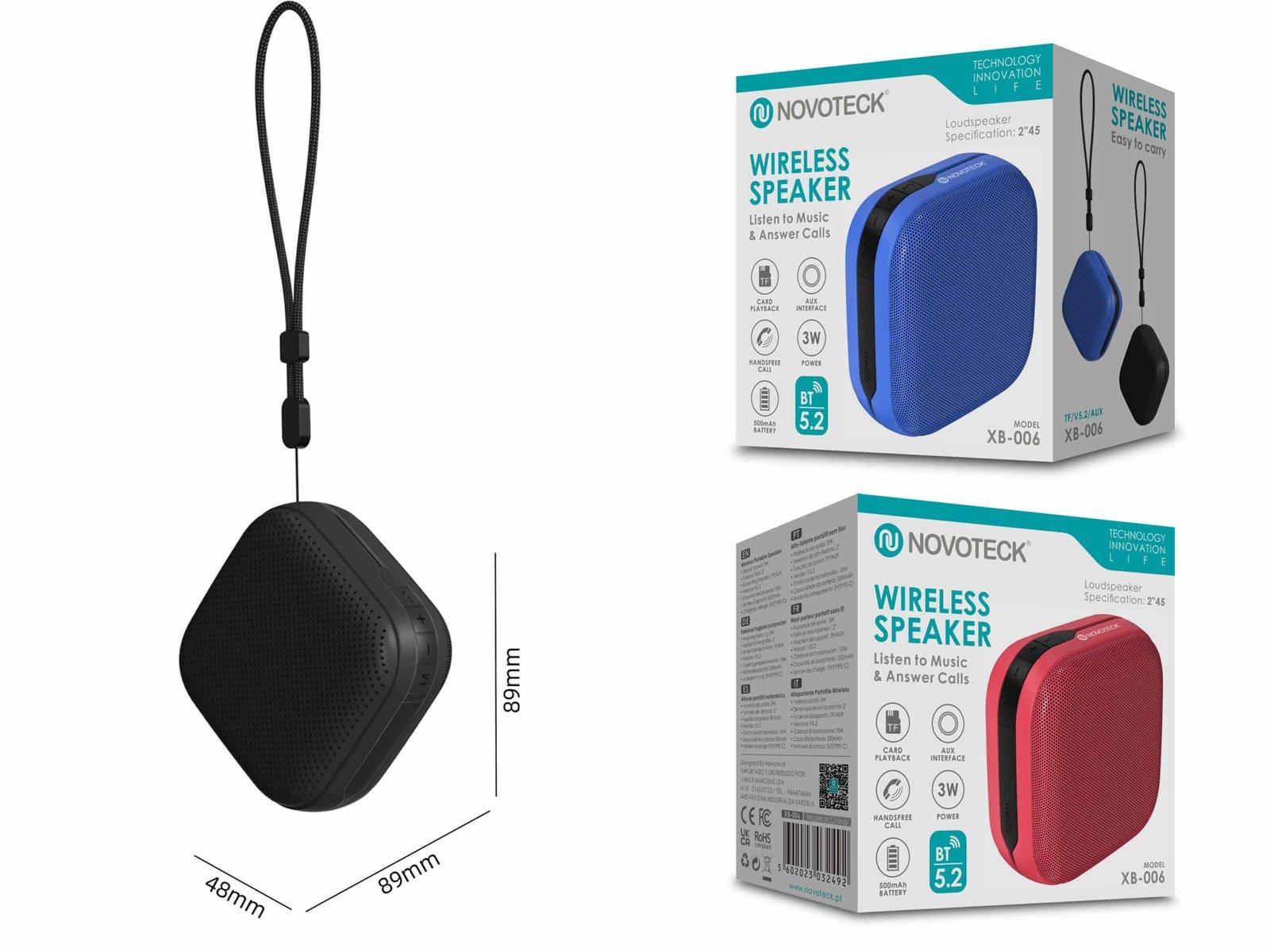 Coluna Portátil NOVOTECK XB-006 Negro – Seu Som Pessoal em Qualquer Lugar