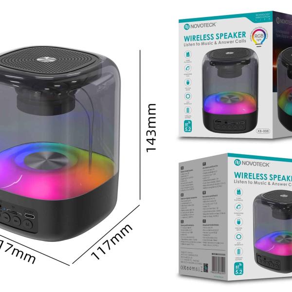 Coluna NOVOTECK XB-008 com Luzes RGB – Som de Alta Fidelidade e Espetáculo Visual numa Só Coluna