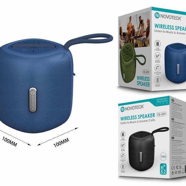 Coluna Portátil NOVOTECK XB-009 Azul– Liberdade Sem Fios e Design Prático para o Dia-a-Dia