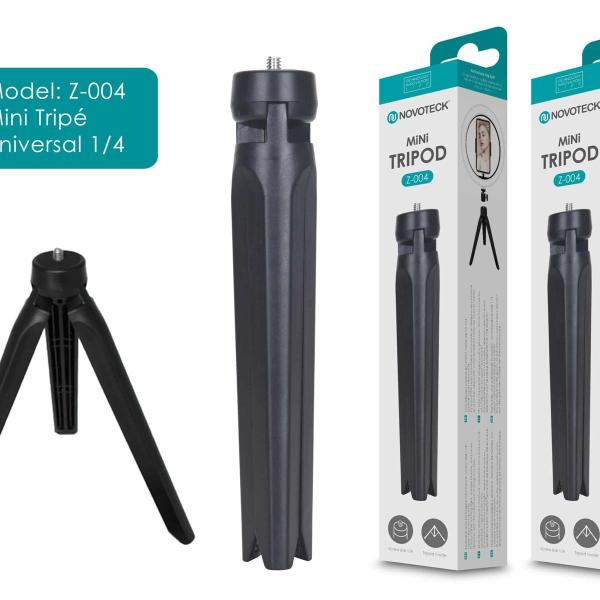 Mini Tripé Universal Novoteck Z-004 - Compatível com Câmeras e Equipamentos de Vídeo, Portátil e Estável