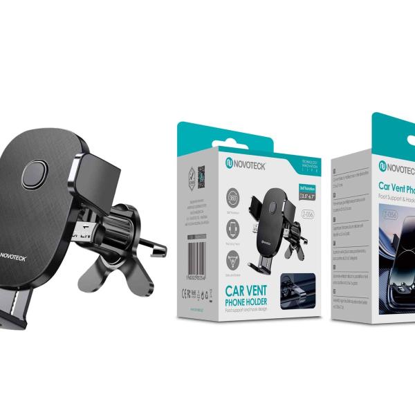 Suporte de Ventilação Z-056 para Telemóvel – Rotação 360º, Design Seguro com Gancho, Compatível com 3.5-6.7''