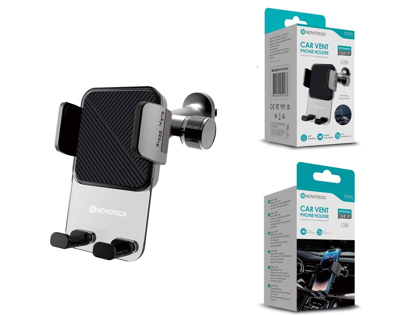 Suporte para Telemóvel com Bloqueio Automático – Saída de Ar e Rotação 360º para Telemóveis de 3,5'' a 7''Z-088