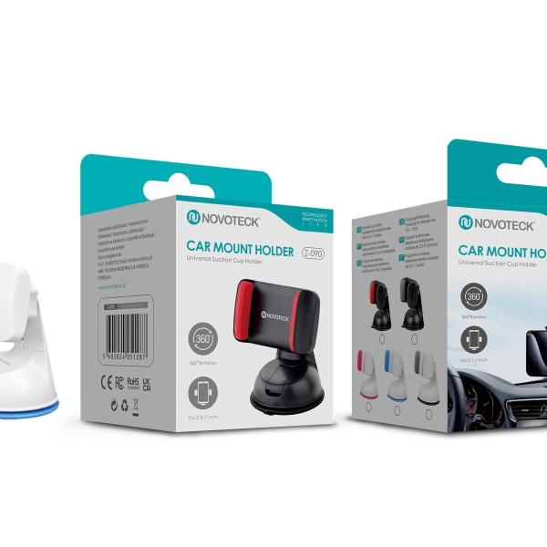 Suporte Universal para Telemóvel com Ventosa – Rotação 360º para Telemóveis de 3,5'' a 7''Z-090 Azul Branco