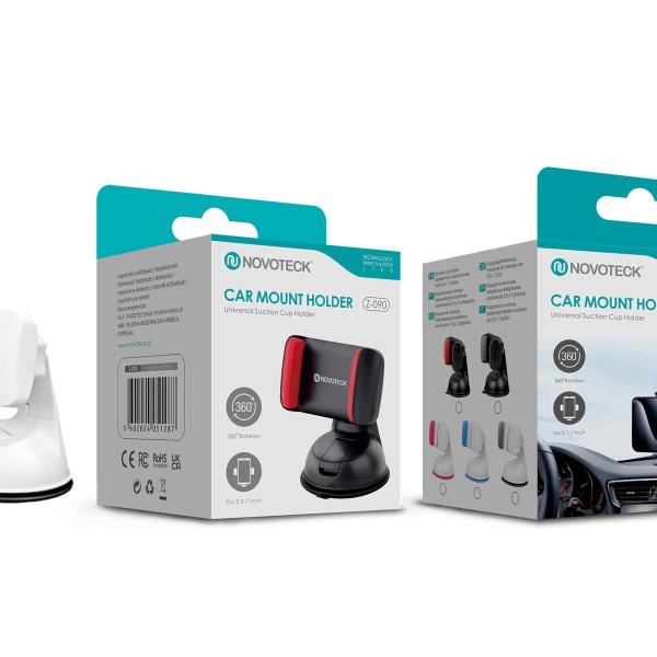 Suporte Universal para Telemóvel com Ventosa – Rotação 360º para Telemóveis de 3,5'' a 7''Z-090 Cinza Branco