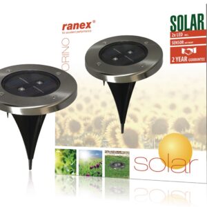 Projetor de Chão LED Solar Exterior de Estaca c/ Sensor Crepuscular IP44 - RANEX 5000.389