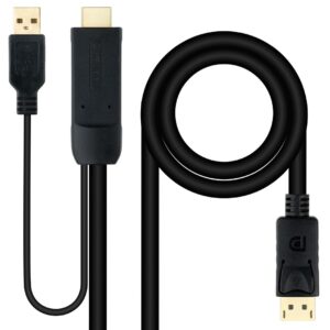 Cabo Conversor HDMI Macho - DisplayPort / USB-A Macho Preto (1.8 metros) - NANOCABLE