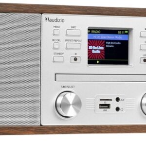 Rádio Digital Avola CD/BT/DAB+/Internet (Castanho Escuro/Prateado) - AUDIZIO