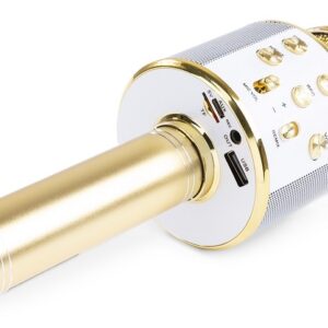 Microfone s/ Fios p/ Karaoke c/ Coluna/Bluetooth/MP3 (Dourado) KM01 - MAX