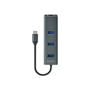 HUB SAVIO USB(C) - 3 X USB(A) 3.1 + 1 X RJ-45