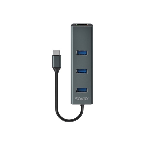 HUB SAVIO USB(C) - 3 X USB(A) 3.1 + 1 X RJ-45