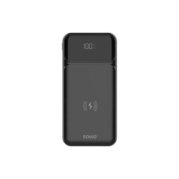POWERBANK SAVIO BA-09 10000MAH QI CHARGING BLACK