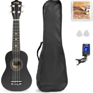Pack UKEY Ukulele Soprano 21 + Acessórios (Preto) - MAX