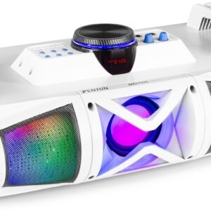 Consola de Som Portátil DJ 2.1 150W c/ USB/SD/BT e Efeitos LED c/ Bateria (MDJ160W) Branco - FENTON