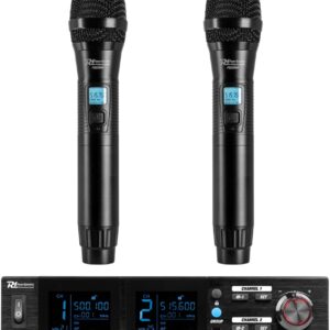 Central 2x Microfones de Mão UHF 100 Canais s/ Fios (PD522) - Power Dynamics